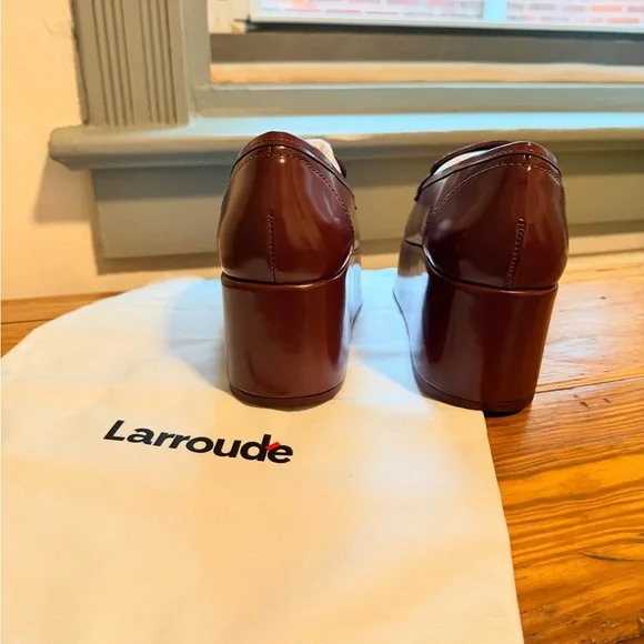 Larroude Burgundy Platform Loafers - Picture 10 of 12